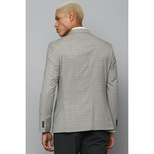 Men Grey Slim Fit Check Formal Blazer