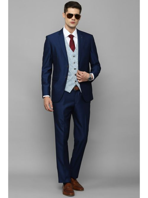 Buy Louis Philippe Men Navy Slim Fit Textured Formal Suit (Set of