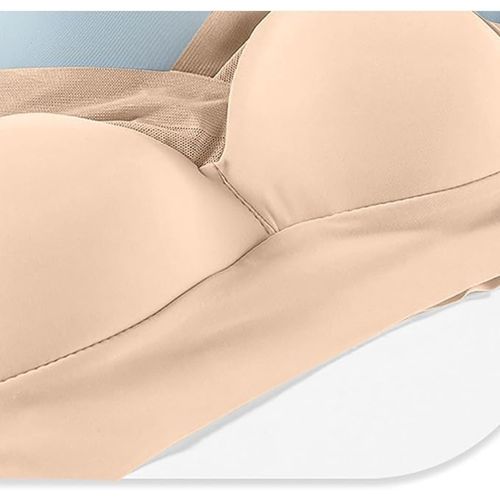 BRACHY Beige Full Coverage Bras for Women Comfy No Underwire Plus Size High  Impact V-Neck (4XL)