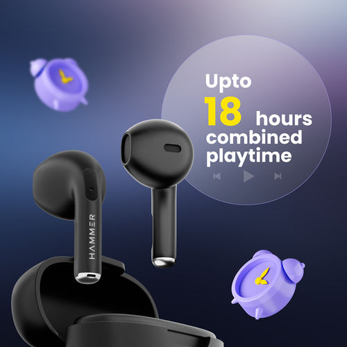 HAMMER KO Mini TWS Bluetooth Earbuds with Upto 18H Playtime & Touch  Controls (Black)