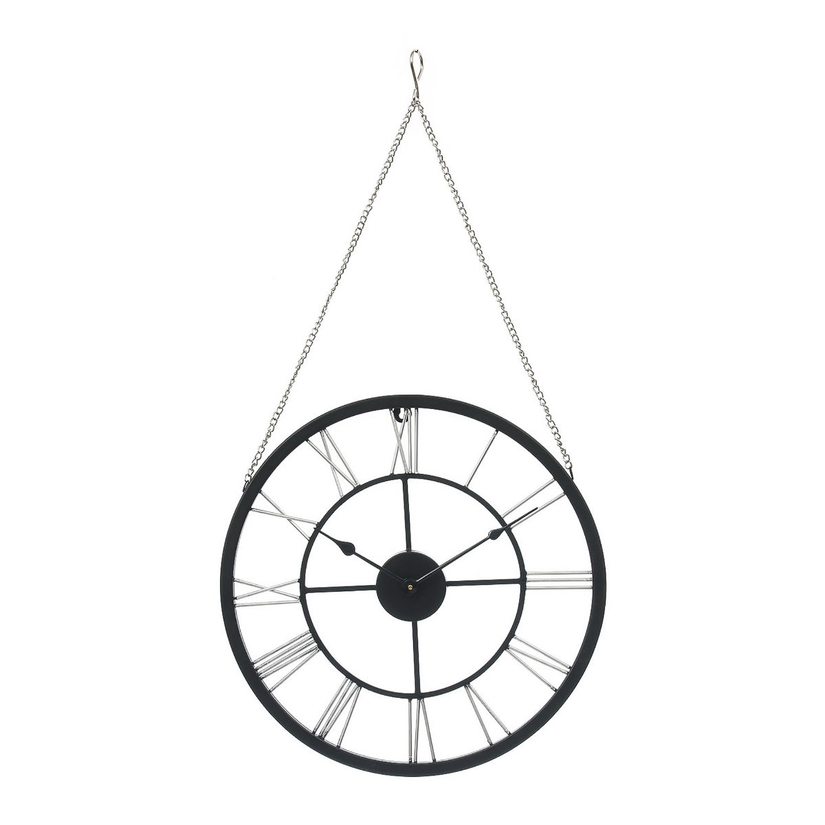 ecraftindia-round-black-iron-roman-figure-analog-wall-clock-with