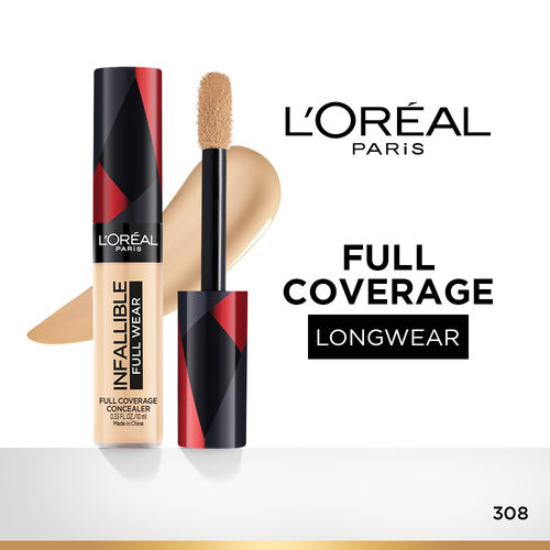 LOreal Paris Infallible Full Wear Concealer, Maximum Coverage, Sweat Proof & Heat Proof - Amber 312