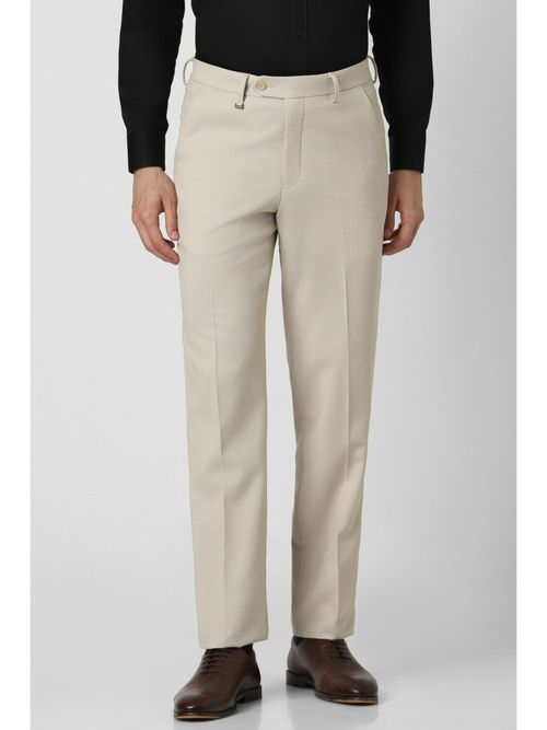 Buy Van Heusen Men Grey Textured Regular Fit Trousers Online