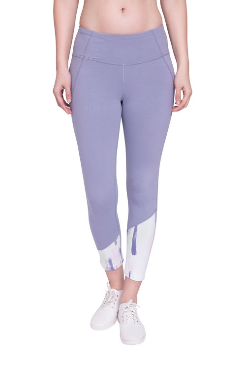 Buy Satva Organic Cotton Sports Capri Tights For Women Purple