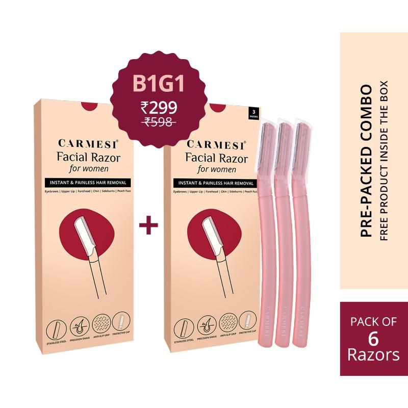 Carmesi Facial Hair Razor Buy 1 Get 1 Free Combo, Instant Hair Removal, Smooth & Glowing Skin