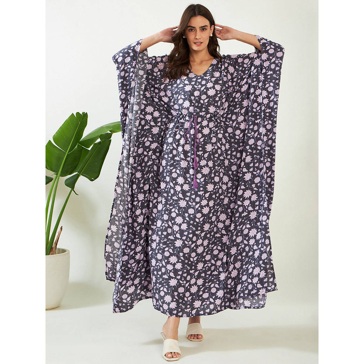 Lilac panelled kaftan set