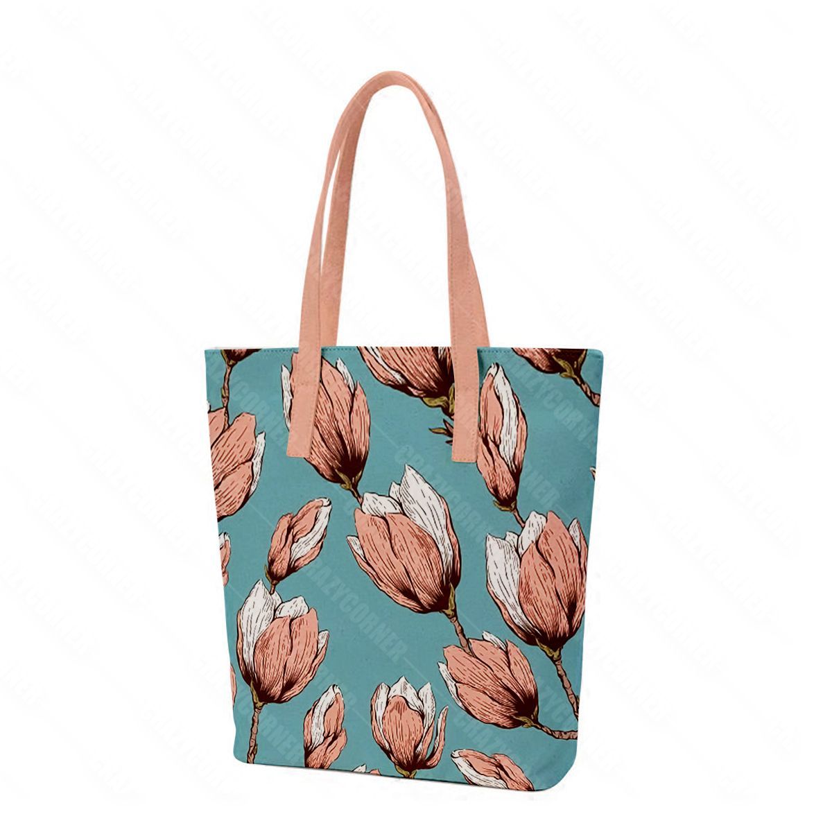 Buy Crazy Corner Beach Flowers Printed Canvas Fatty Tote Bags Online