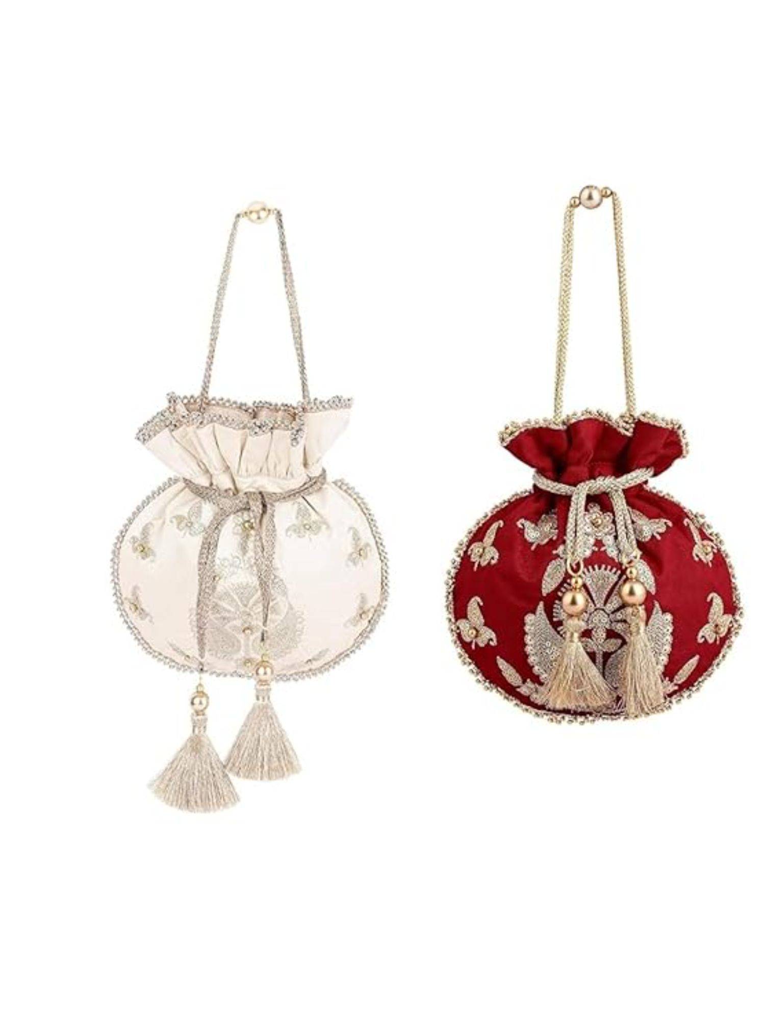 MasQ Multi-Color Embroidered Silk Potli Bags