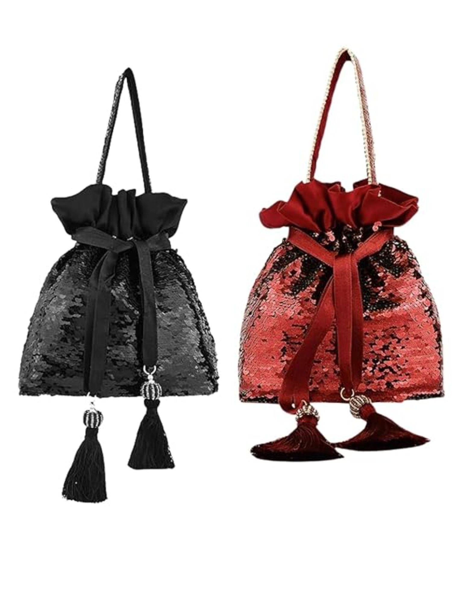 MasQ Multi-Color Embroidered Silk Potli Bags