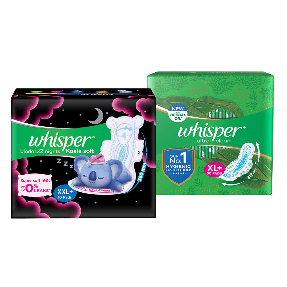 Whisper Ultra Clean Xl+ 50 + Nights Koala Soft Xxl+ 10s Pack Buy