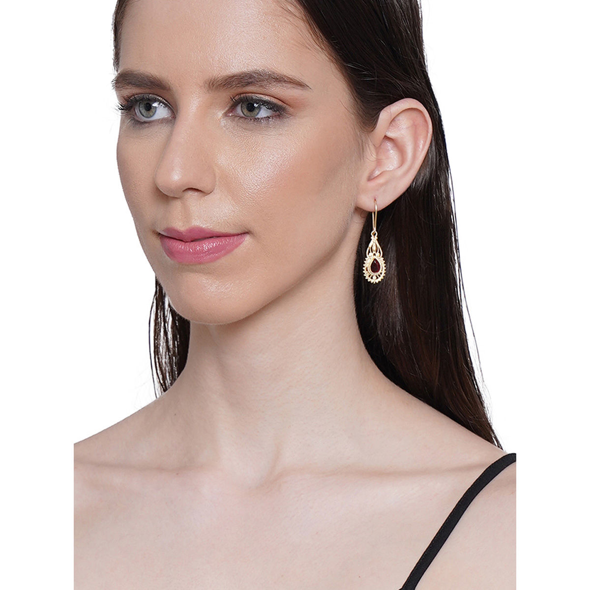 SHOSHAA GoldPlated Red Handcrafted Drop Earrings Buy SHOSHAA Gold