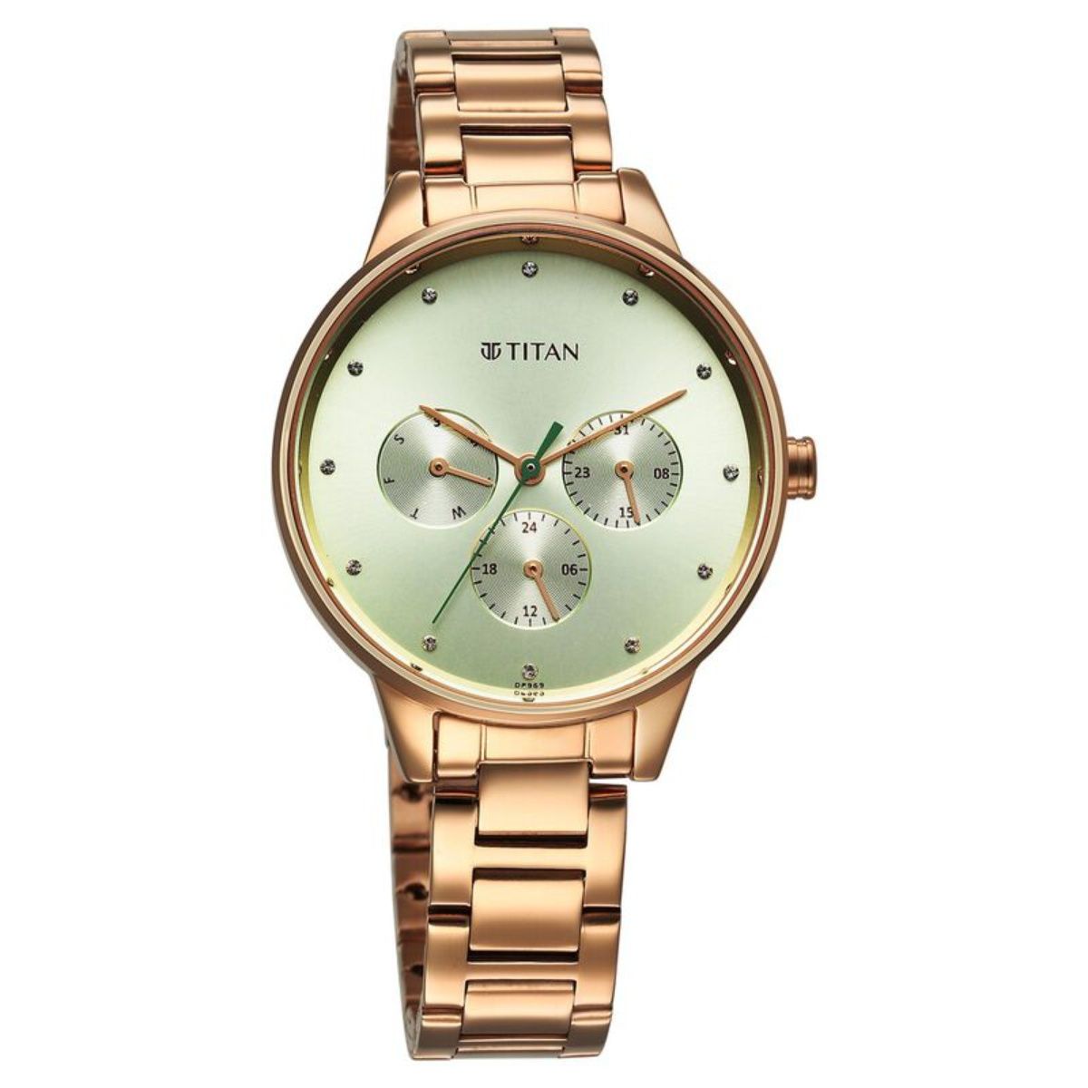 Buy Titan Women Razzle Dazzle Green Dial Stainless Steel Watch