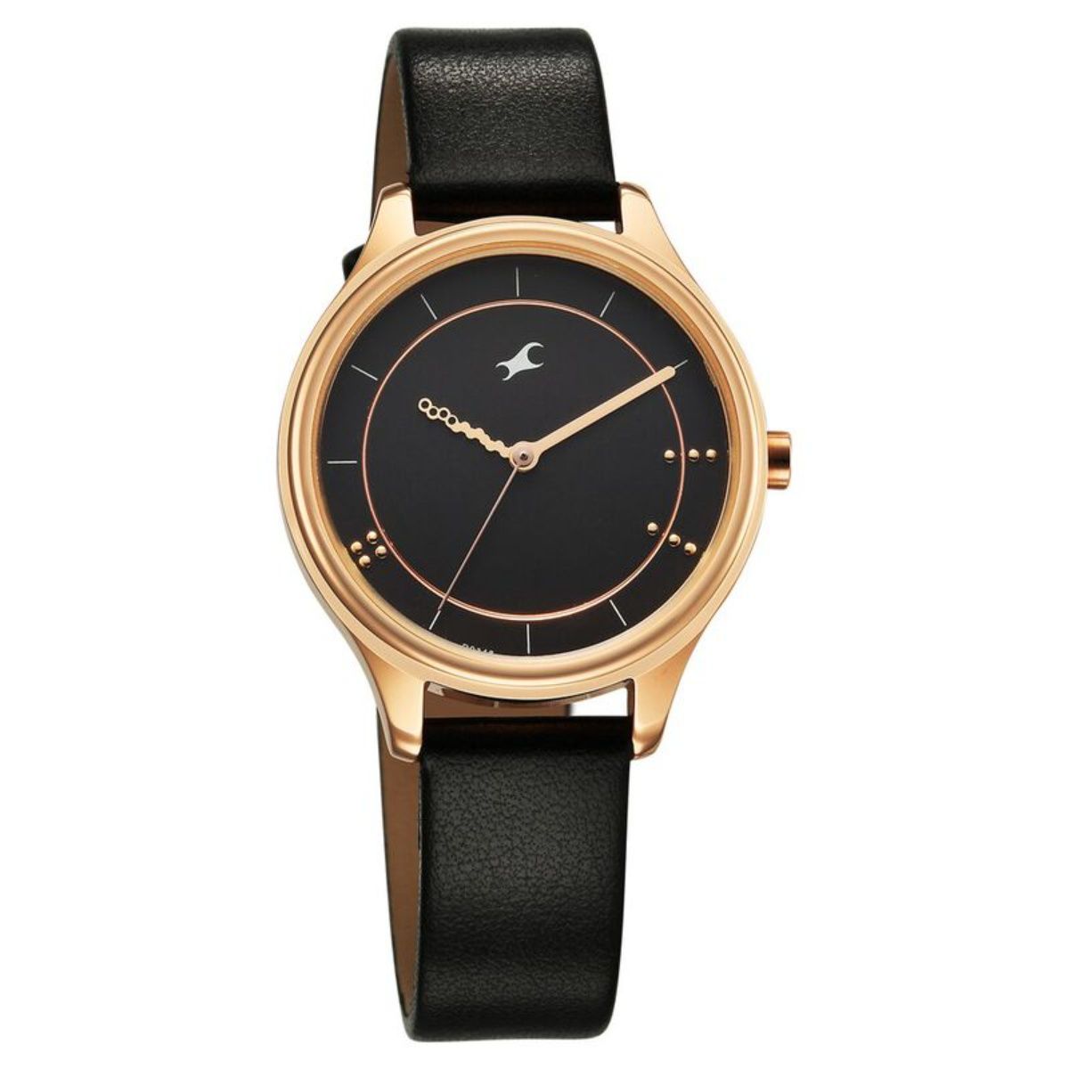 Buy Fastrack Women Stunners 9.0 Black Dial Leather Watch 6296WL01 M Online
