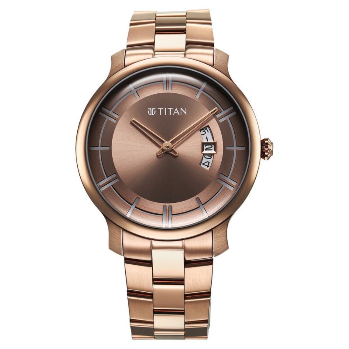 Buy Titan Men Classic Distincta Rose Gold Dial Stainless Steel Watch 90170QM02 M Online