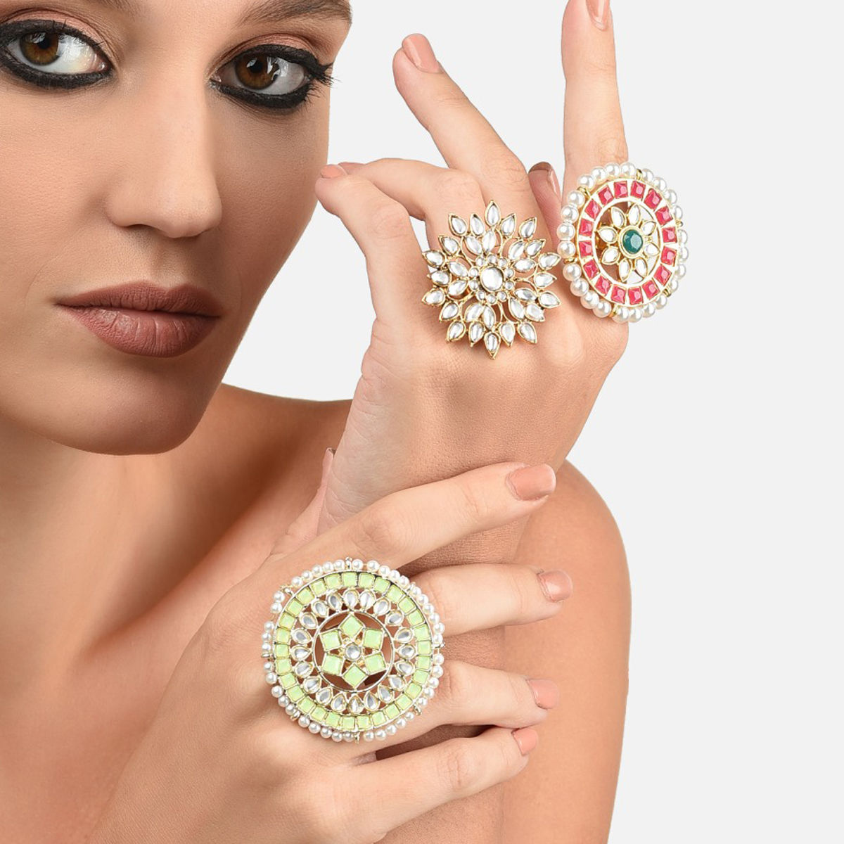Temperament Multi Layer Ring Geometry Six Piece Women Ring Beautiful Finger  Metal Accessories Korean Popular Jewelry Accessories