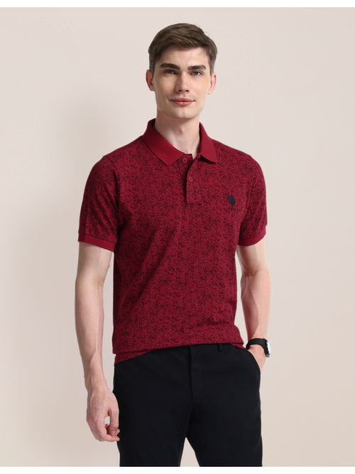 Buy POLO Floral Red Short Sleeves Polo T-Shirt Online