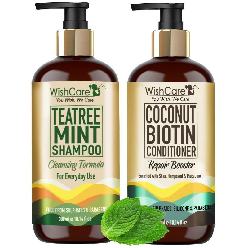 Wishcare Tea Tree Mint Shampoo And Coconut Biotin Conditioner