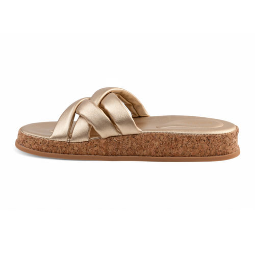Buy Coral Haze Metallic Gold Cushioned Flatform Sandals Online