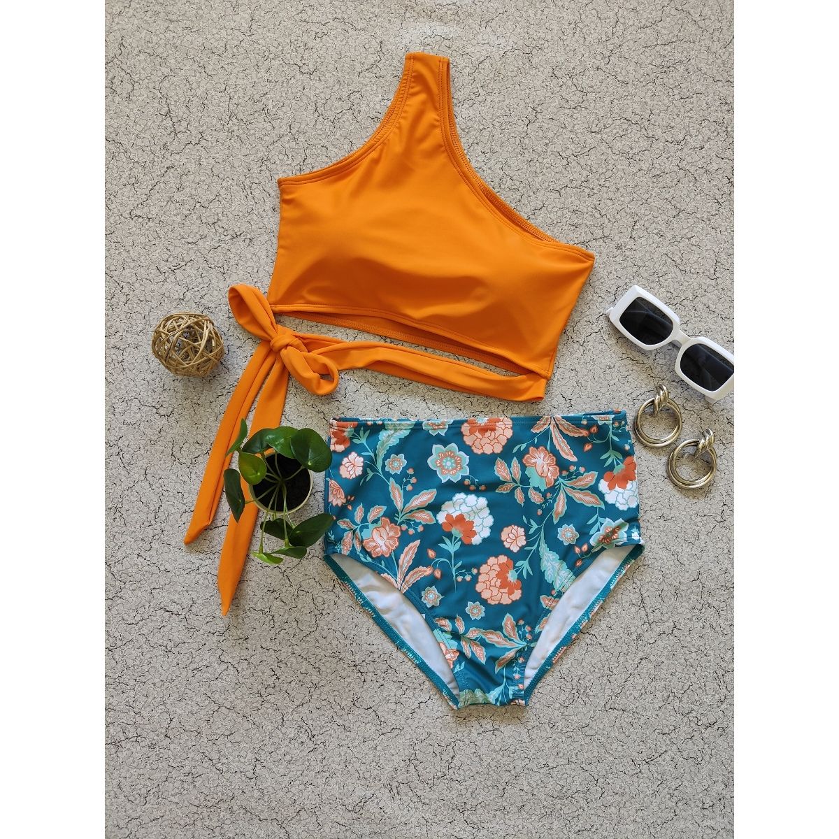 Orange 2 piece swimsuit outlet