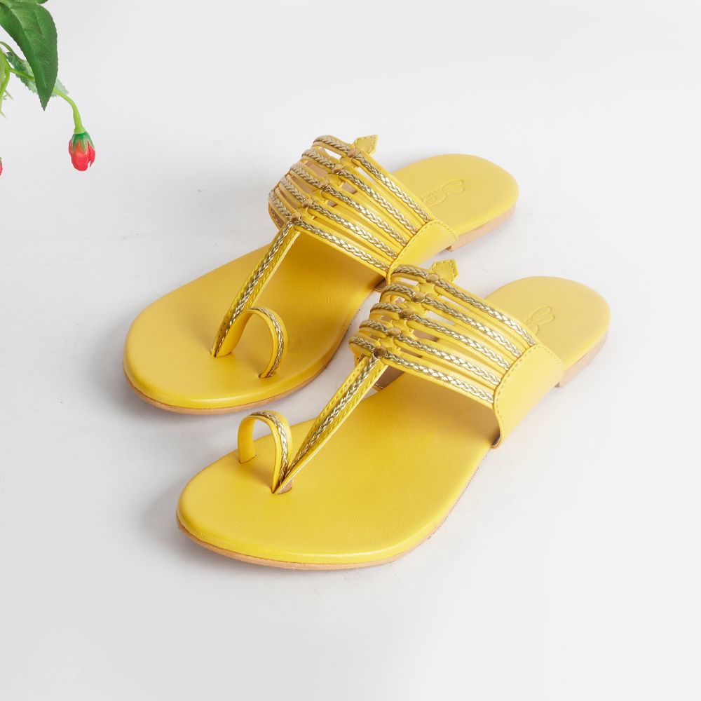 Buy Sole House Yellow Kolhapuri Flat Online
