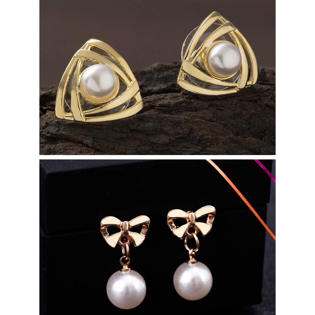 Buy Fashion Frill Delicate AD Geometric Gold Plated Stud  Drop Earrings  For Women Girls 6 Pair of Earrings Online at Best Prices in India  JioMart