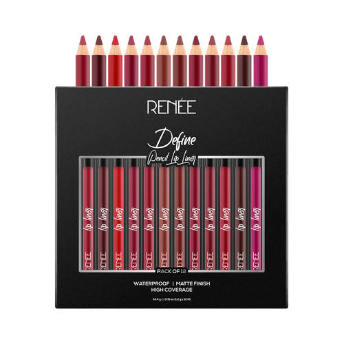 RENEE Ultra Define Matte Lip Liner, Long Lasting, Smudge Proof, Full Coverage, High Pigment, Set of 12