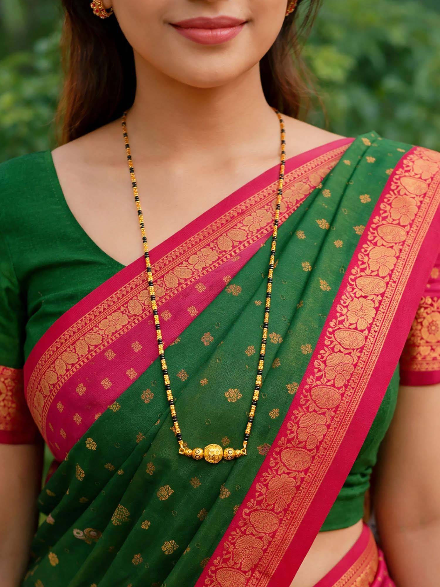 Digital Dress Room Gold Black Beaded Mangalsutra