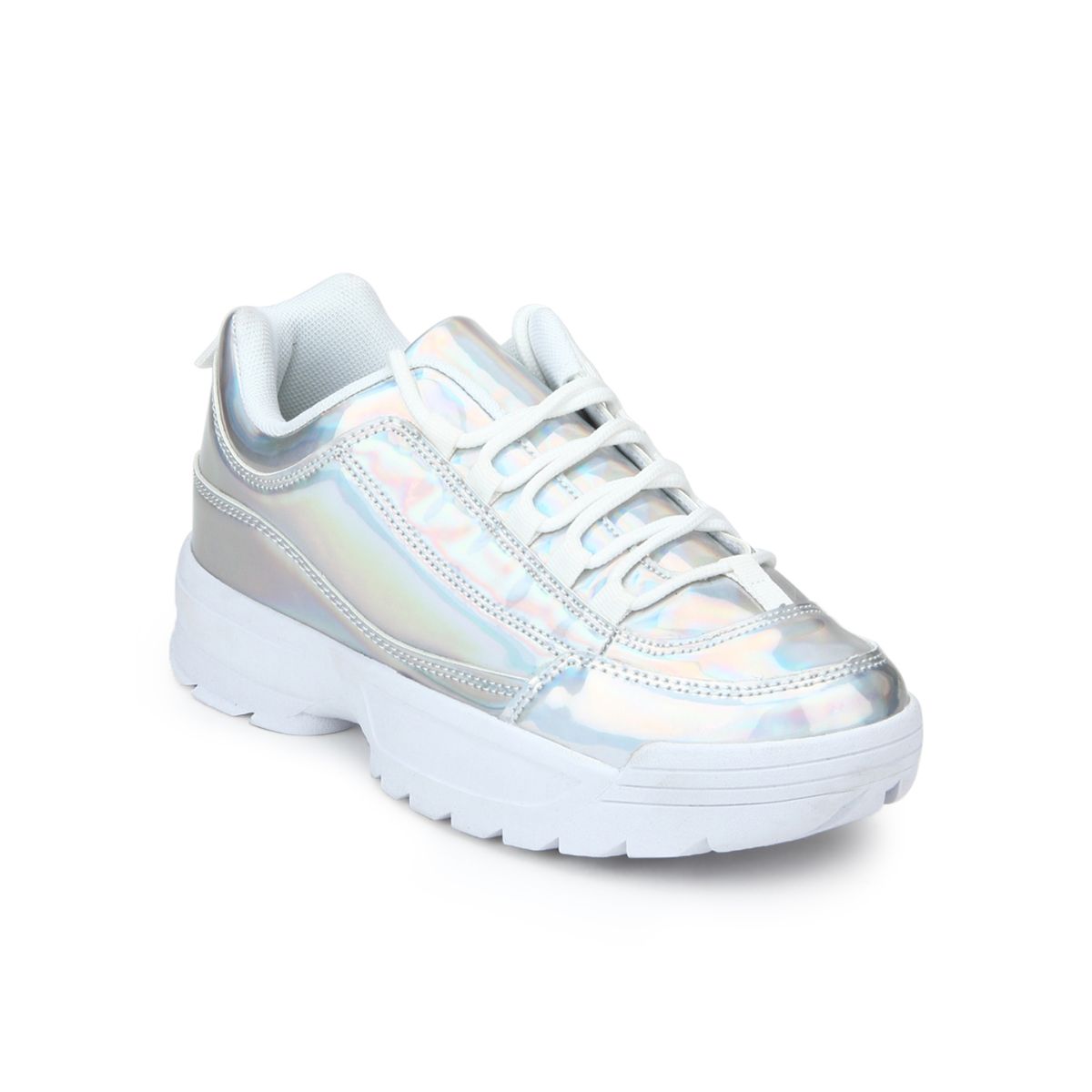 Truffle Collection Silver Cleated Lace up Sneakers Buy Truffle