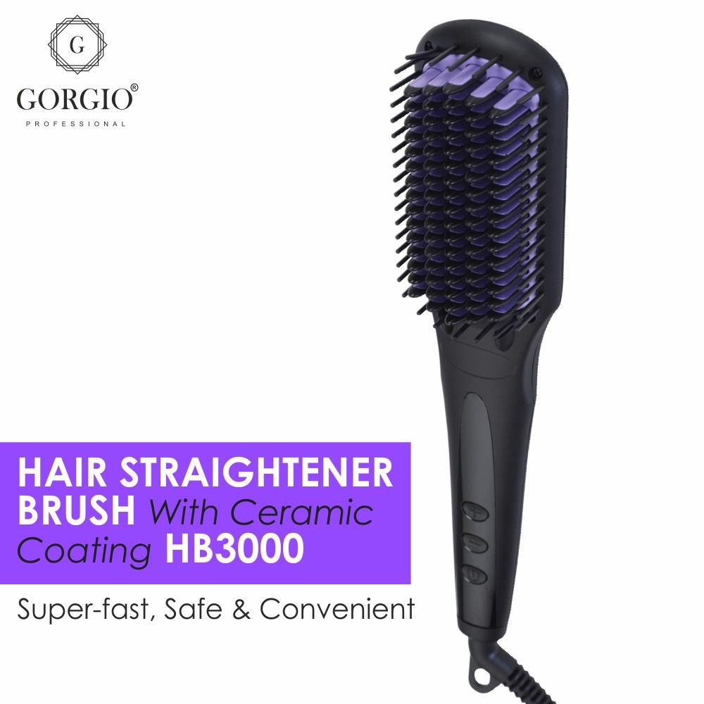 Gorgio Professional Hair Straightener Brush With Ceramic Coating - HB3000:  Buy Gorgio Professional Hair Straightener Brush With Ceramic Coating -  HB3000 Online at Best Price in India | Nykaa