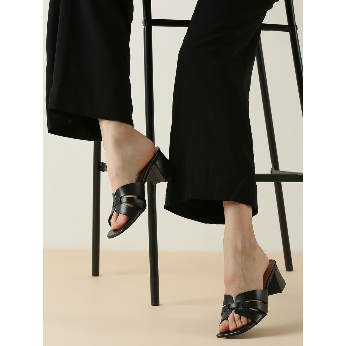Buy Inc.5 Women Black Strappy Open Toe Block Heels Online