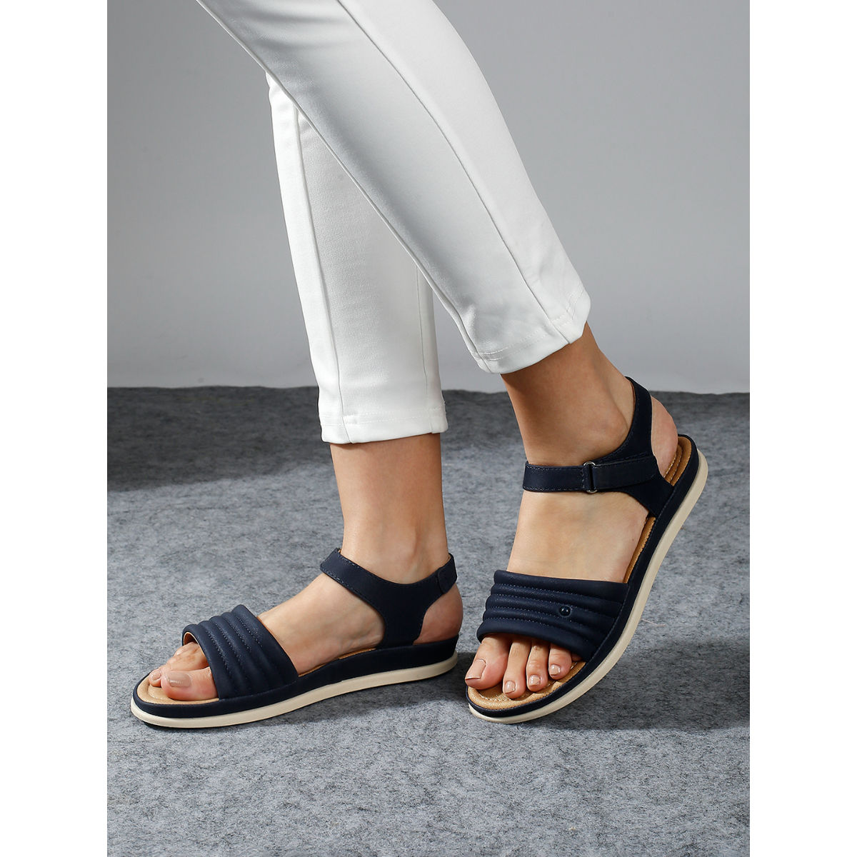 Navy blue t strap sandals clearance