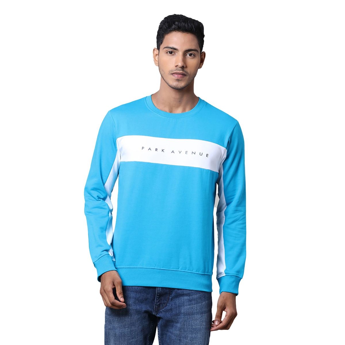 Buy Park Avenue Printed Turquoise Sweatshirt Online