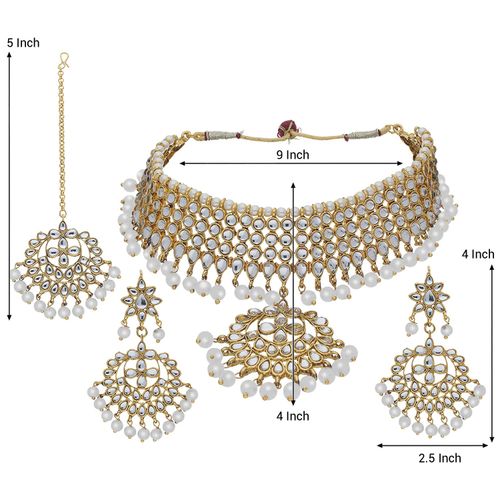 Buy Peora Gold Plated Kundan Faux Pearl Choker Necklace