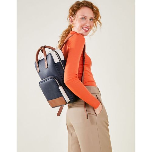 Buy Accessorize London Womens Faux Leather Navy Blue Pocket Handle Backpack  with 12 inch Laptop Sleeve Online