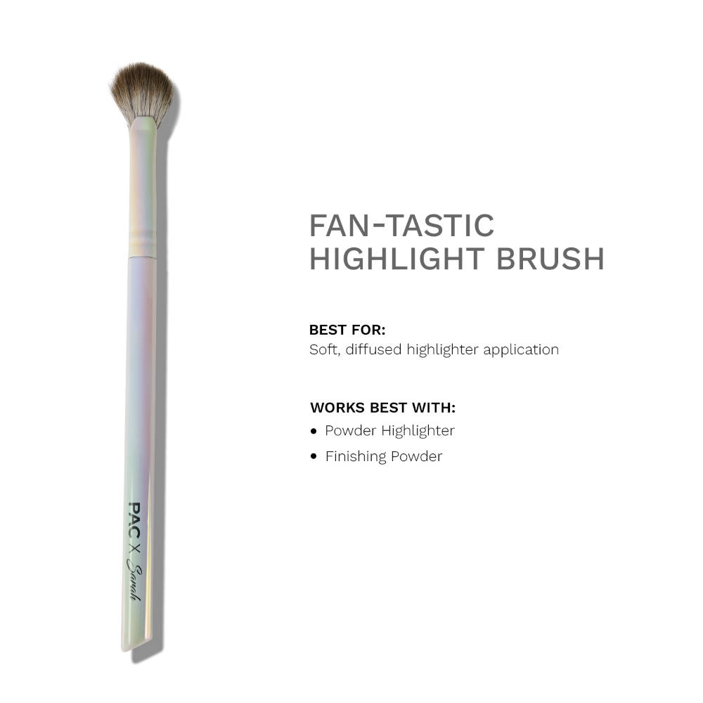PAC X SARAH Fan-Tastic Highlight Brush - Soft Fan Bristles, Buildable Highlight Control