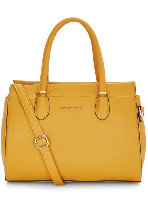 Buy Pierre Cardin Bags Mustard Solid Satchel Handbag Online