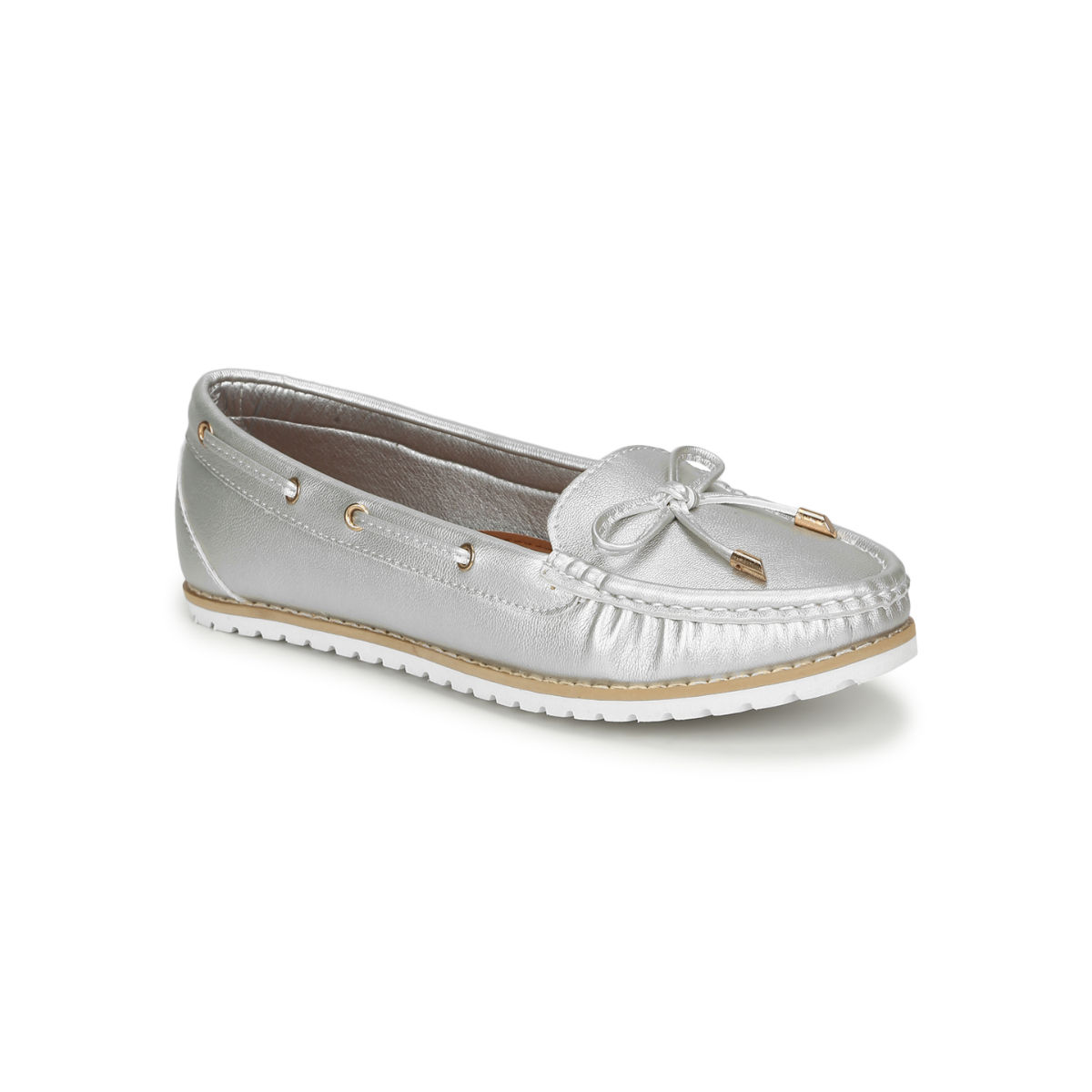 Buy Truffle Collection Silver Pu Flat Belly Shoes Online
