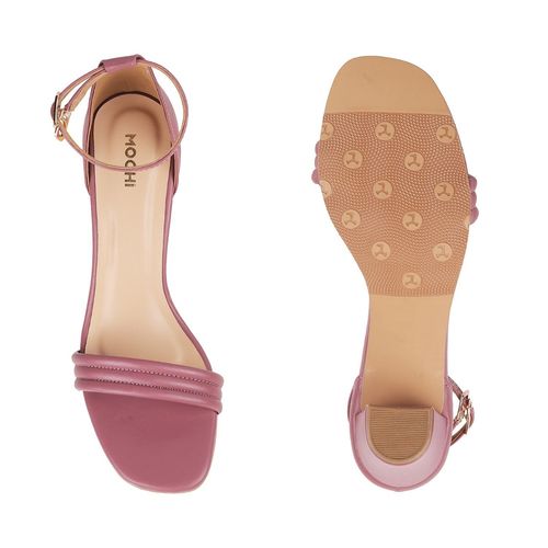 Buy Mochi Women Synthetic Purple Heeled Sandals Online