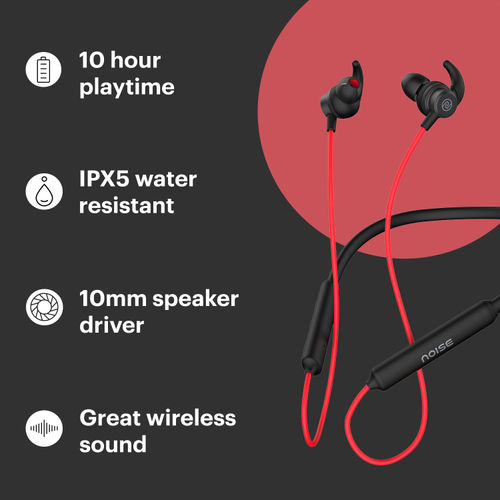 Noise Tune Active Bluetooth Wireless Neckband Earphones, 10 Hours Of  Playtime (Hot Red)
