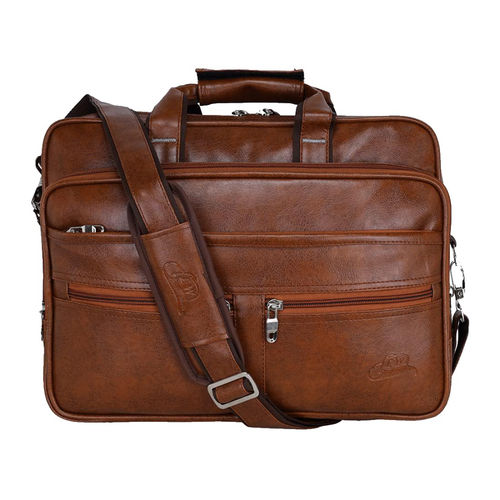 Leather World Expandable Vegan Leather inch Laptop Bags Office Bag Men