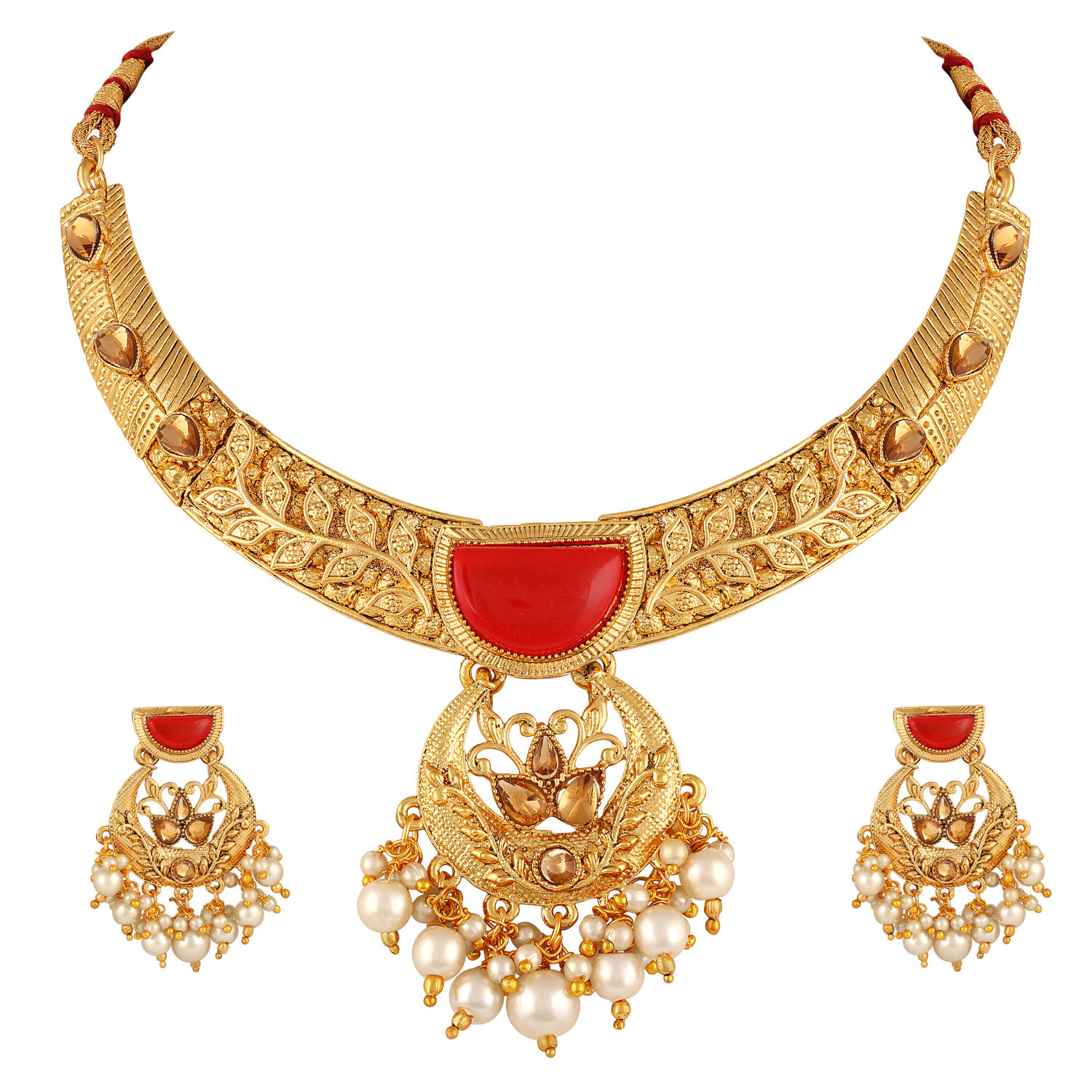 Asmitta Gold Toned Stone Studded Choker Jewellery Set Buy Asmitta Gold