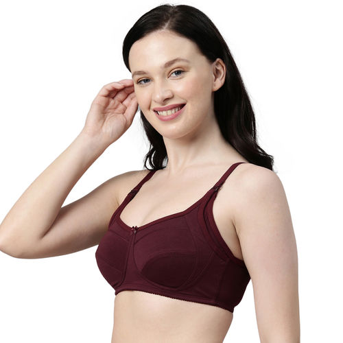 Buy Enamor Women Mt02 Non Padded Wirefree Sectioned Lift & Support Nursing  Bra Maroon Online