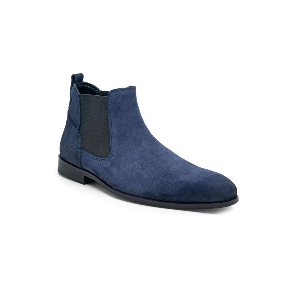 Teakwood Leathers Navy Blue Solid Chelsea Boots - Euro 43