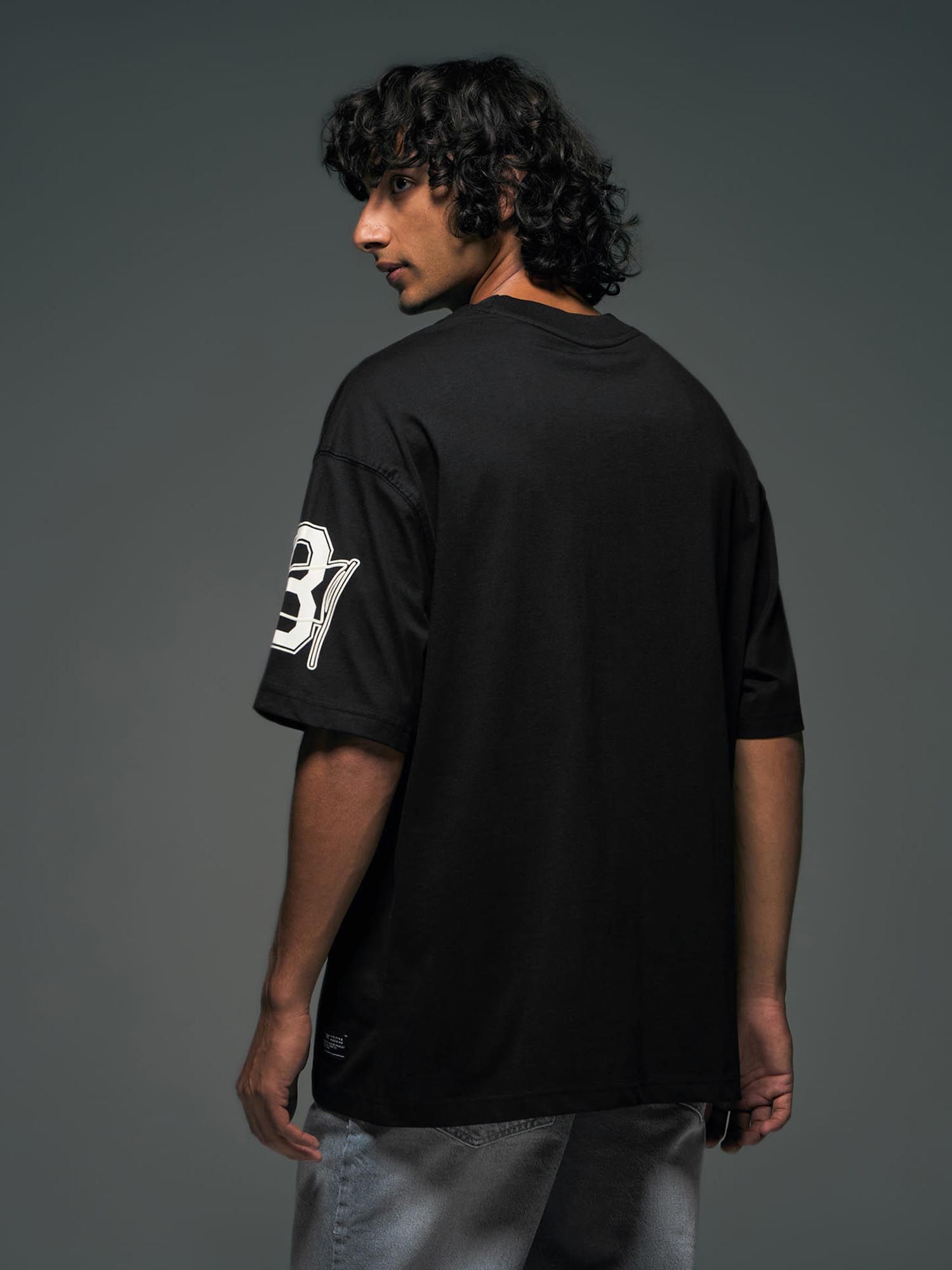 Buy Flying Machine Men Black Graphic Printed Oversized T-shirt Online