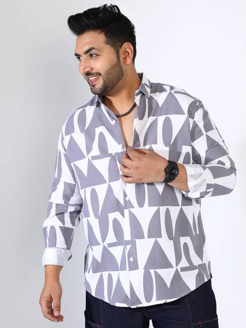 Stefanie Abstract Print Button-Up Shirt – 100% Cotton, Bold 