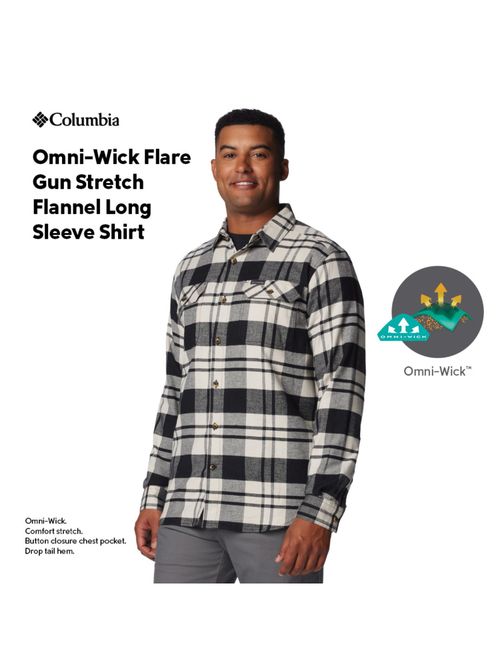 Columbia Mens Grey Omni-Wick Flare Gun Stretch Flannel Long Sleeve Shirt