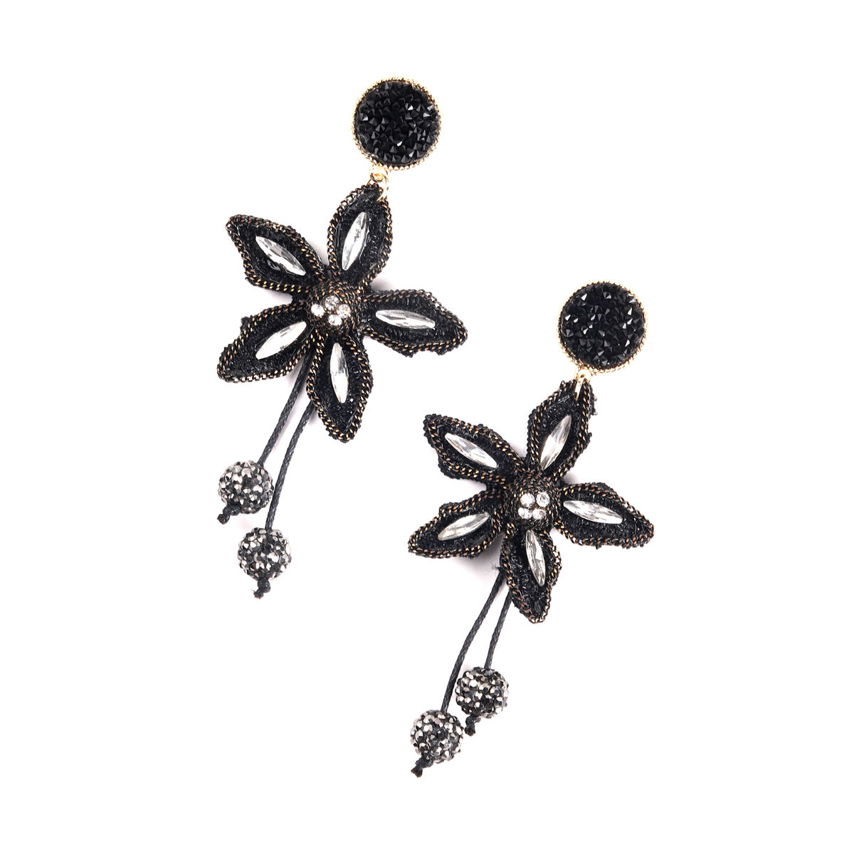 Odette Floral Black Unique Earrings Buy Odette Floral Black Unique