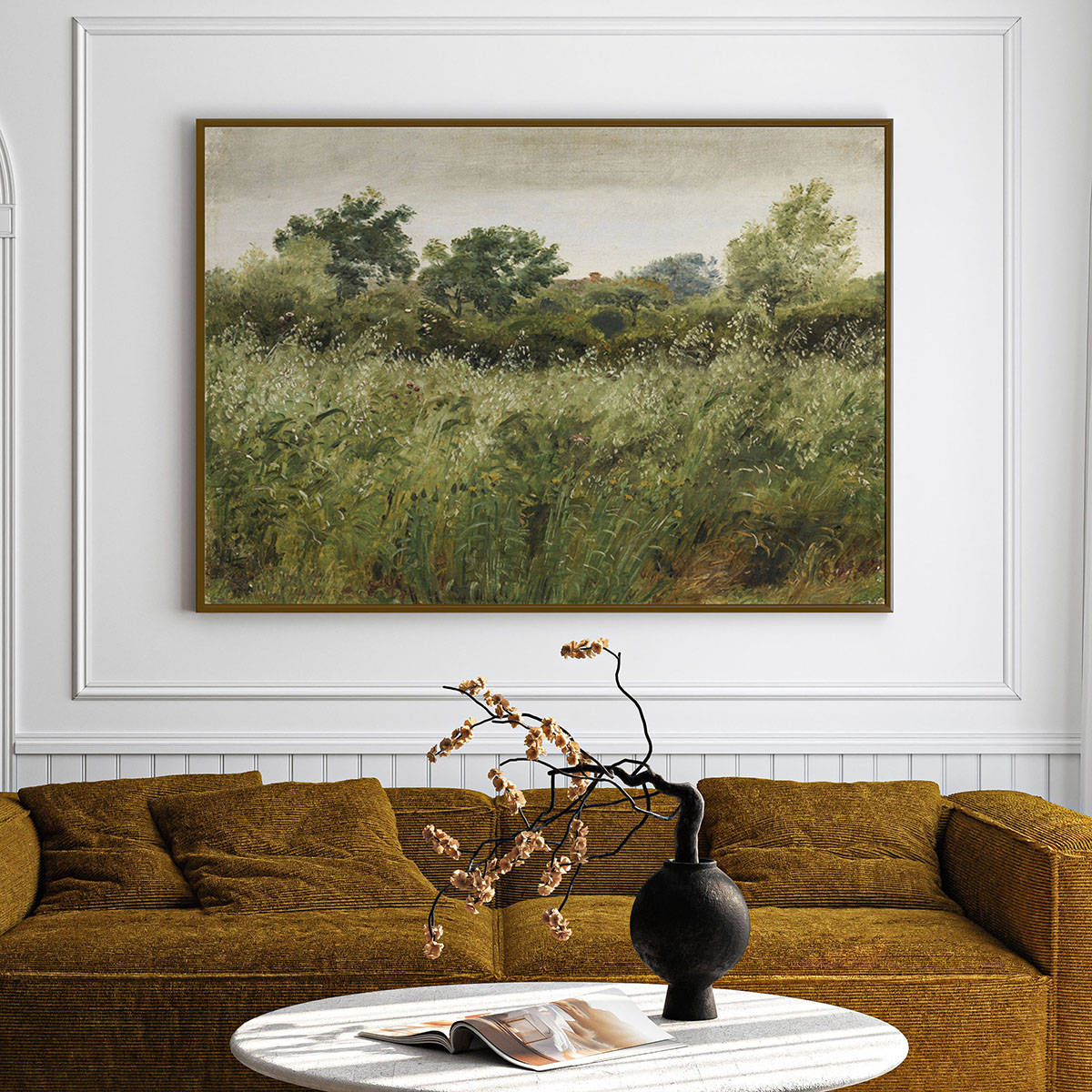ARTCREST Greenfield Glimpses Large Painting Black Box Framed Canvas Wall Art