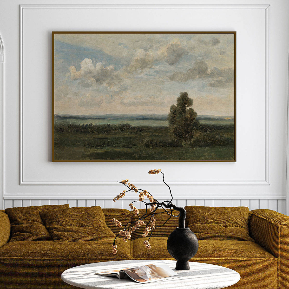 ARTCREST Meadow Murmur Large Painting Black Box Framed Canvas Wall Art