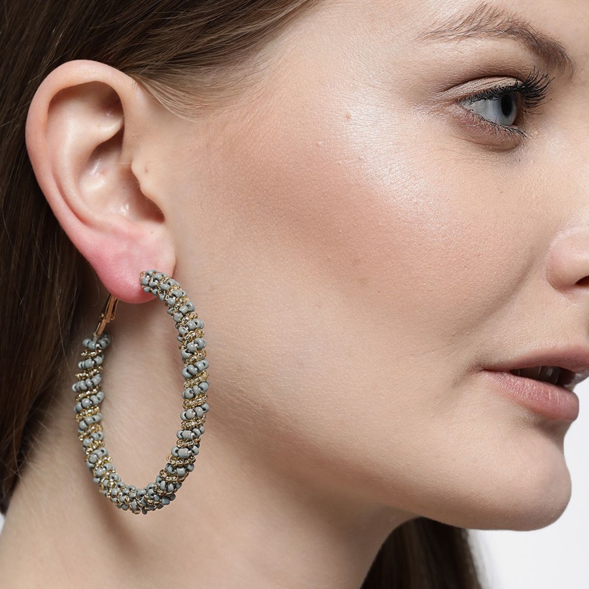 Buy Elegant Purple Colour Stone Flower Design Gold Plated Earrings Online